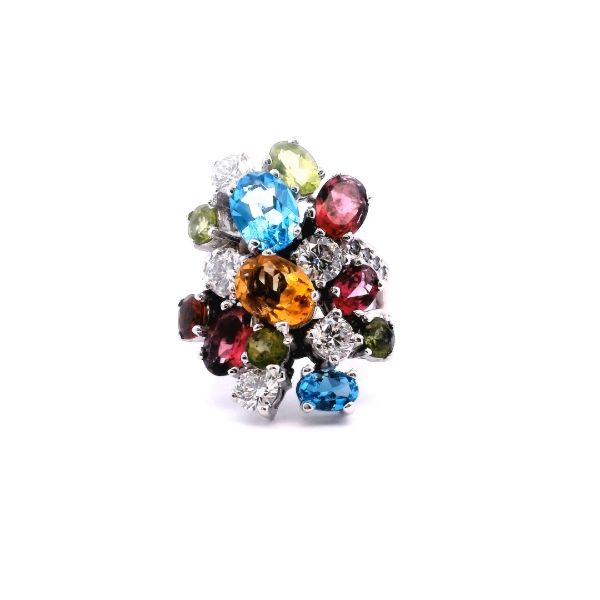 Estate 14KW 1.5CTW Diamond and Multi-Colored Gemstone Ring Kiefer Jewelers Lutz, FL