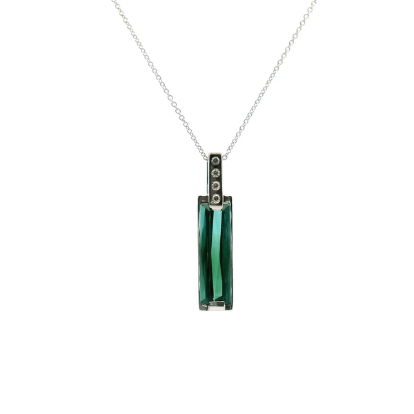 Estate 14KW Green Tourmaline and Diamond Drop Pendant Kiefer Jewelers Lutz, FL