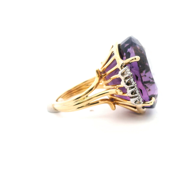 Estate 18KY Oval Amethyst and Diamond Fashion Ring Image 4 Kiefer Jewelers Lutz, FL