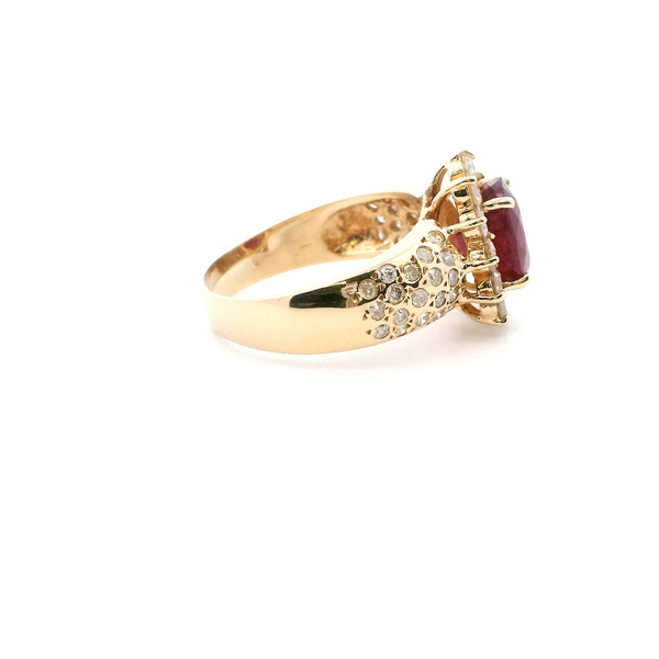 Estate 14KY Oval Ruby and Diamond Halo Ring Image 4 Kiefer Jewelers Lutz, FL