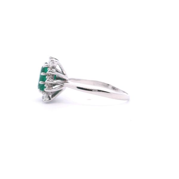 Estate 14KW Emerald and Diamond Halo Ring Image 3 Kiefer Jewelers Lutz, FL