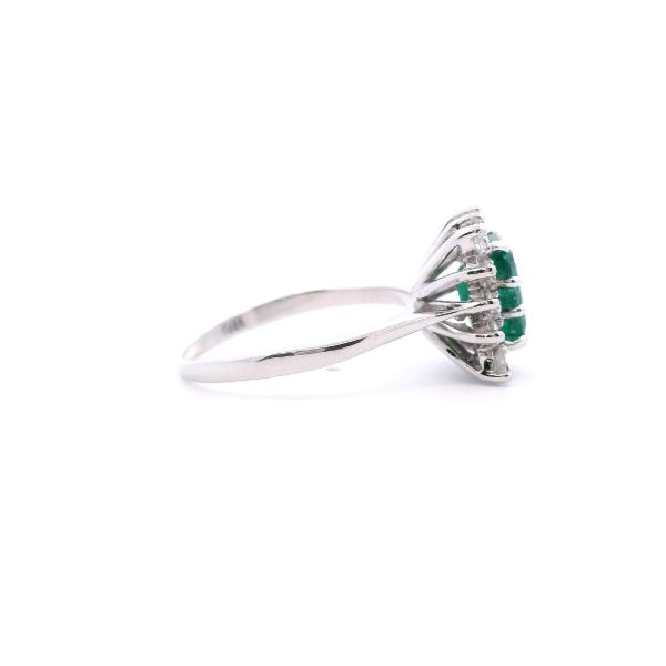 Estate 14KW Emerald and Diamond Halo Ring Image 4 Kiefer Jewelers Lutz, FL