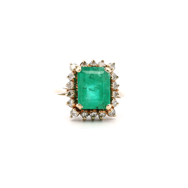 Estate 14KY Emerald and Diamond Halo Ring Kiefer Jewelers Lutz, FL