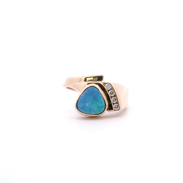 Estate 14KY Doublet Opal and Diamond Ring Kiefer Jewelers Lutz, FL