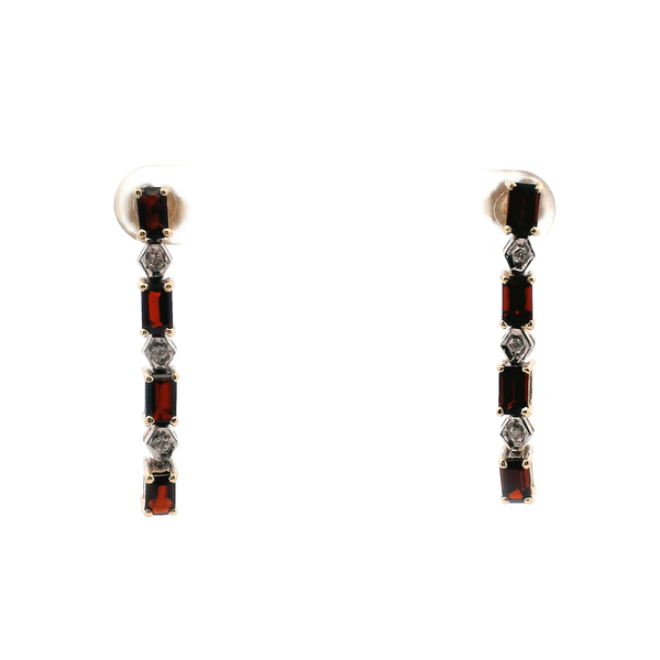 Estate 14KYW Garnet and Diamond Drop Earrings Kiefer Jewelers Lutz, FL