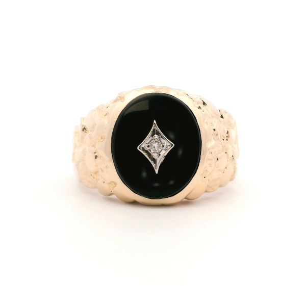 Estate 14KY Onyx and Diamond Nugget Style Ring Kiefer Jewelers Lutz, FL