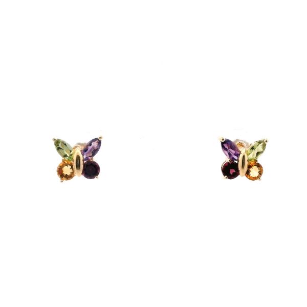 Estate 14KY Multi-Gemstone Butterfly Stud Earrings Kiefer Jewelers Lutz, FL