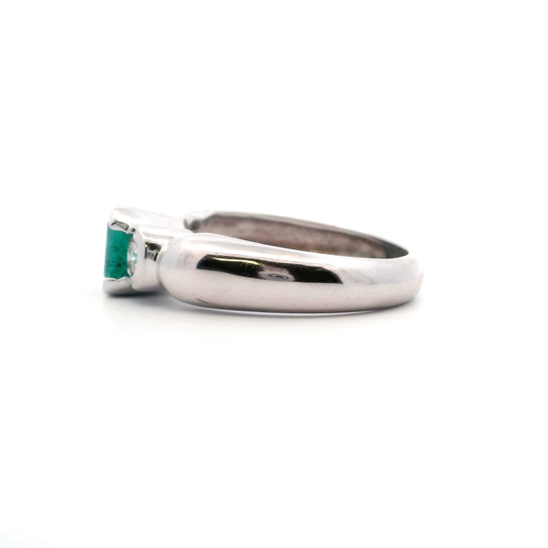 Estate 18KW Emerald and Diamond Three Stone Ring Image 3 Kiefer Jewelers Lutz, FL