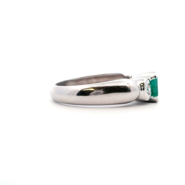Estate 18KW Emerald and Diamond Three Stone Ring Image 4 Kiefer Jewelers Lutz, FL