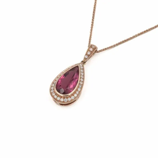 Estate 14K Diamond & Pink Tourmaline Necklace Kiefer Jewelers Lutz, FL