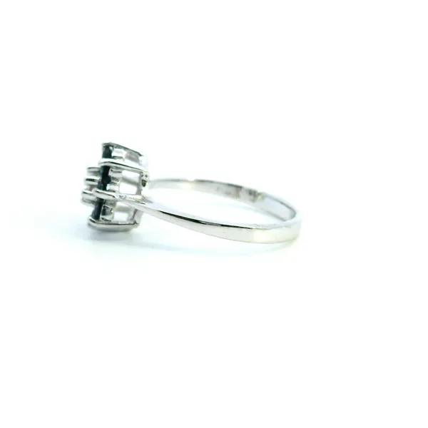 Estate 14KW Diamond and Sapphire Flower Ring Image 4 Kiefer Jewelers Lutz, FL