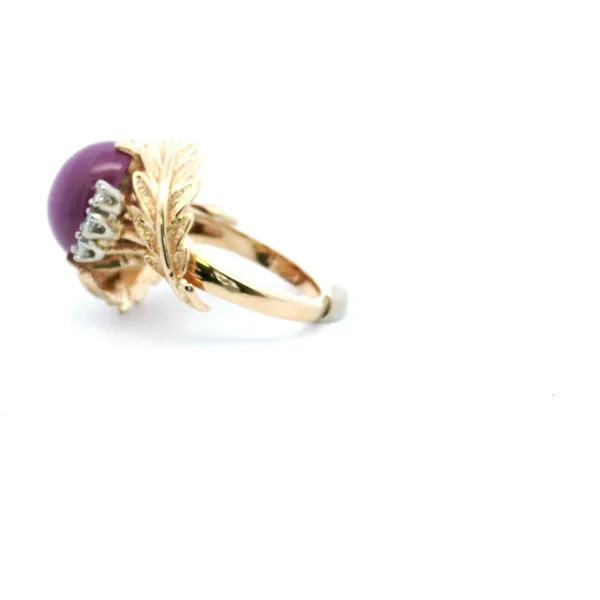 Estate 14KY Pink Synthetic Star Sapphire and Diamond Ring Image 4 Kiefer Jewelers Lutz, FL
