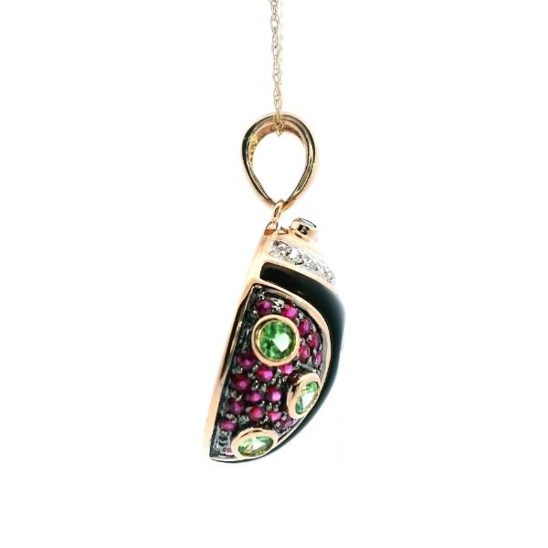 Estate 14KR Diamond and Gemstone Ladybug Pendant Image 3 Kiefer Jewelers Lutz, FL