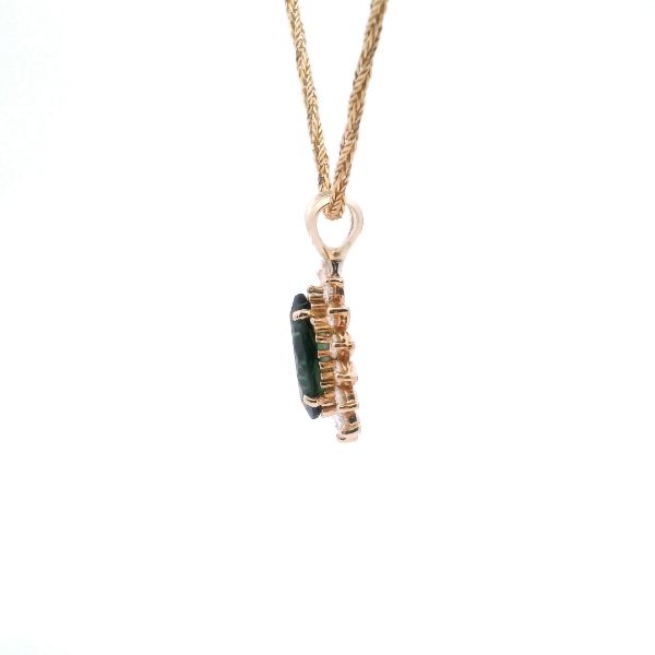 Estate 14KY Marquise Green Tourmaline and Diamond Halo Pendant Image 3 Kiefer Jewelers Lutz, FL