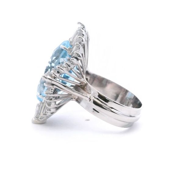 Estate 14KW 15CT Marquise Blue Topaz and Diamond Fashion Ring Image 3 Kiefer Jewelers Lutz, FL