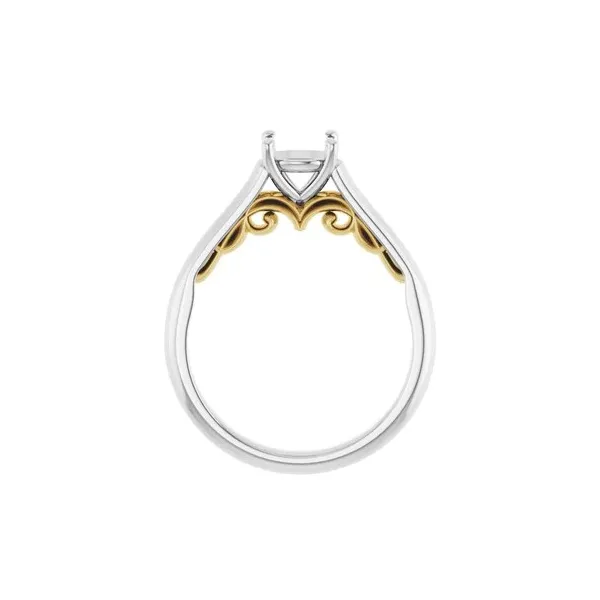 14k white gold and yellow gold solitaire ring mounting Image 4 Lake Saint Louis Jewelers Lake Saint Louis, MO