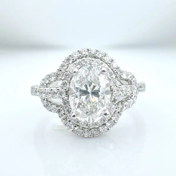 14K white gold natural diamond geometric double halo ring Lake Saint Louis Jewelers Lake Saint Louis, MO