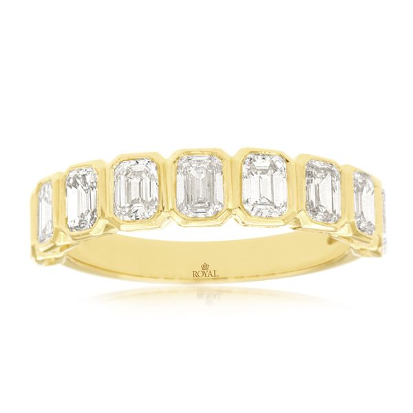 14k yellow gold natural emerald cut diamond bezel set band. Lake Saint Louis Jewelers Lake Saint Louis, MO