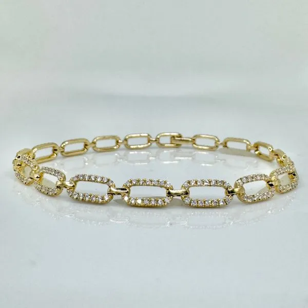 14K yellow gold natural diamond paperclip style bracelet Lake Saint Louis Jewelers Lake Saint Louis, MO