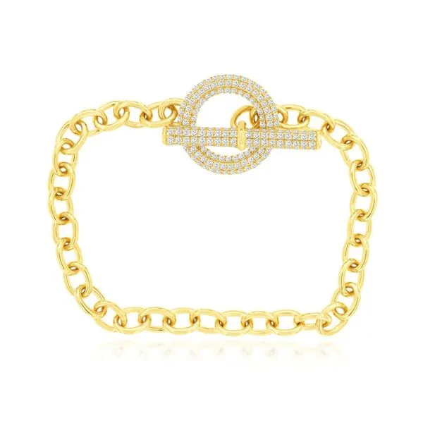 14K yellow gold natural diamond pave toggle bracelet Lake Saint Louis Jewelers Lake Saint Louis, MO