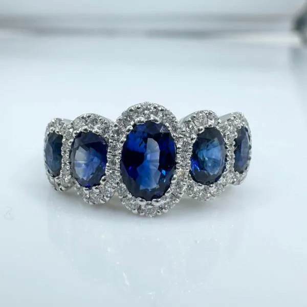 14K white gold natural sapphire and diamond ring Lake Saint Louis Jewelers Lake Saint Louis, MO