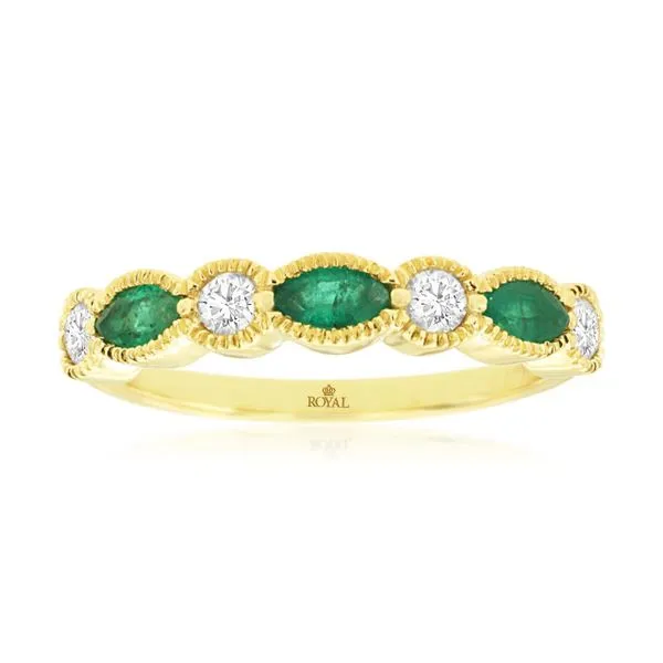 14K yellow gold natural emerald and diamond ring. Lake Saint Louis Jewelers Lake Saint Louis, MO
