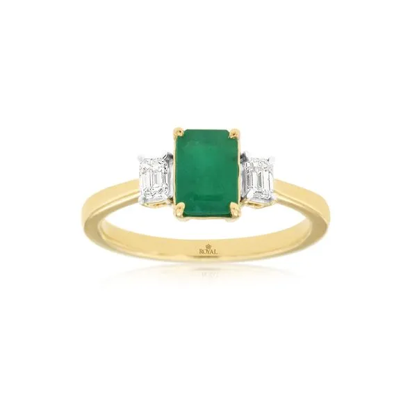 14K yellow gold natural emerald and diamond ring Lake Saint Louis Jewelers Lake Saint Louis, MO