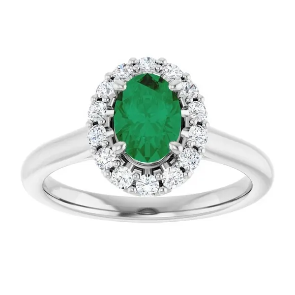 14k white gold natural emerald and diamond ring Lake Saint Louis Jewelers Lake Saint Louis, MO