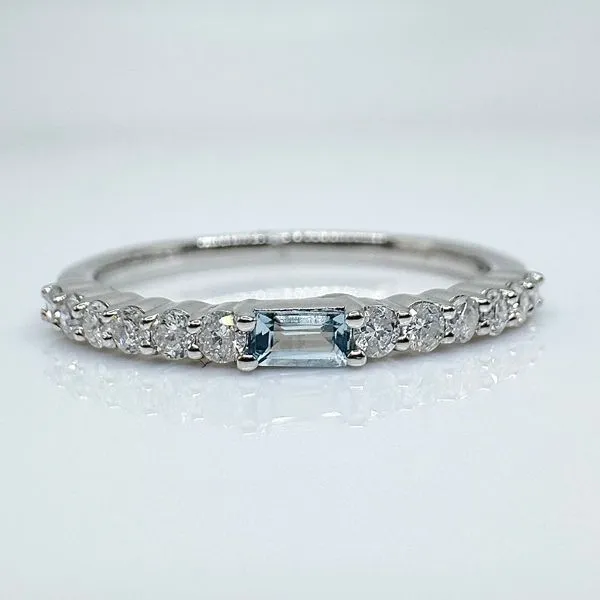 10k white gold natural aquamarine and diamond stackable ring Lake Saint Louis Jewelers Lake Saint Louis, MO