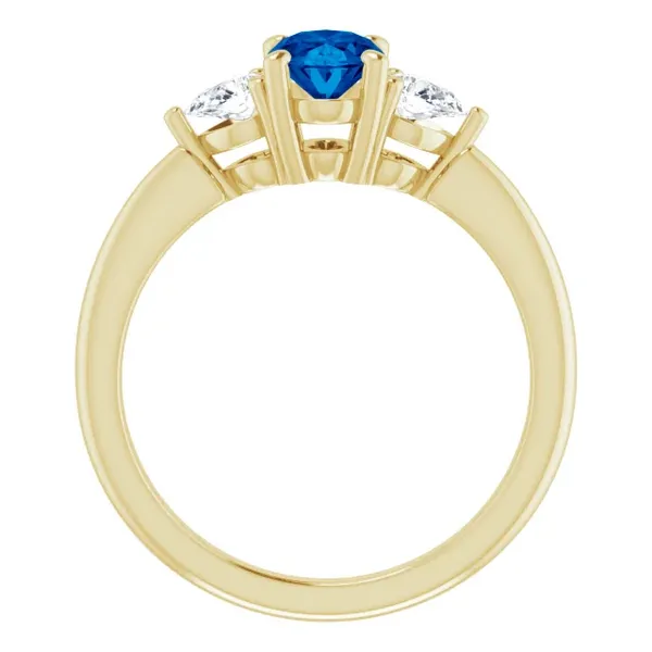Lady's Yellow 14 Karat Sapphire and diamond three stone ring. Image 3 Lake Saint Louis Jewelers Lake Saint Louis, MO