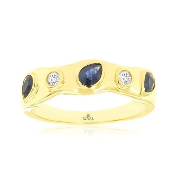 14K yellow gold natural diamond and sapphire organic ring Lake Saint Louis Jewelers Lake Saint Louis, MO