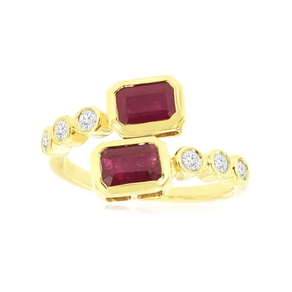 14K yellow gold natural diamond and natural ruby ring Lake Saint Louis Jewelers Lake Saint Louis, MO