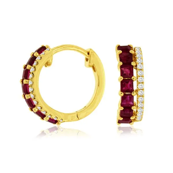 14k yellow gold natural ruby and diamond earrings Lake Saint Louis Jewelers Lake Saint Louis, MO