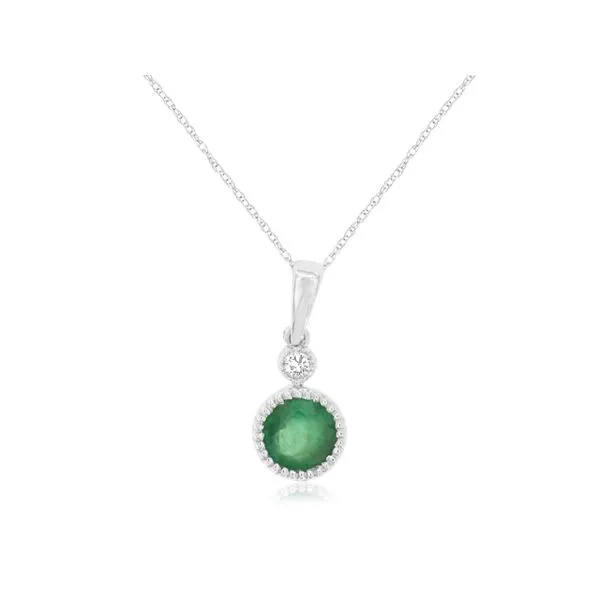 14K white gold natural emerald and diamond pendant Lake Saint Louis Jewelers Lake Saint Louis, MO
