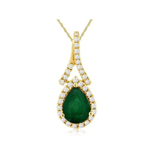 14K yellow gold natural diamond and emerald necklace Lake Saint Louis Jewelers Lake Saint Louis, MO