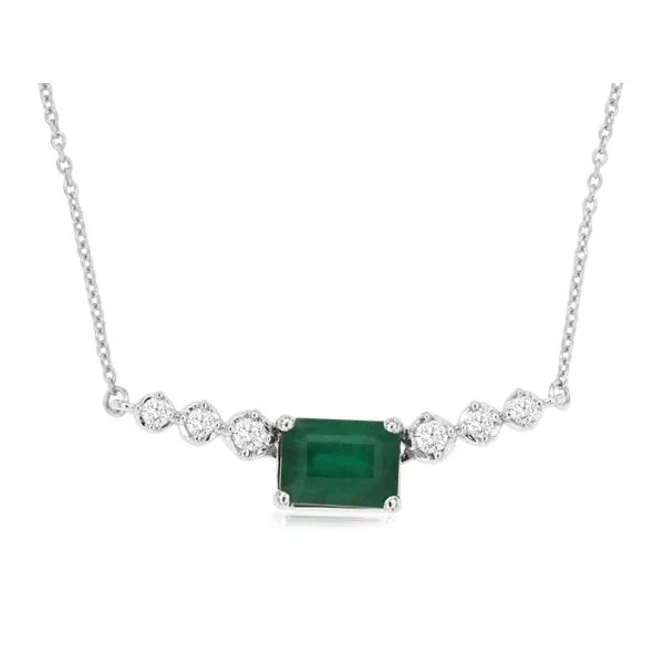 14k white gold natural emerald and diamond necklace. Lake Saint Louis Jewelers Lake Saint Louis, MO