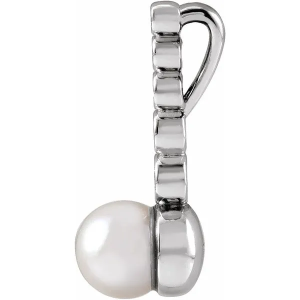 14K white gold natural diamond and Akoya pearl drop pendant Image 2 Lake Saint Louis Jewelers Lake Saint Louis, MO