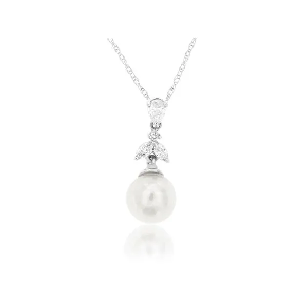14K white gold natural diamond and pearl drop necklace Lake Saint Louis Jewelers Lake Saint Louis, MO