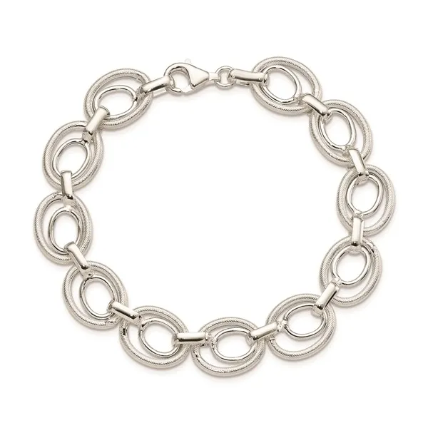 Sterling Silver Polished And Textured Link Bracelet Image 4 Lake Saint Louis Jewelers Lake Saint Louis, MO