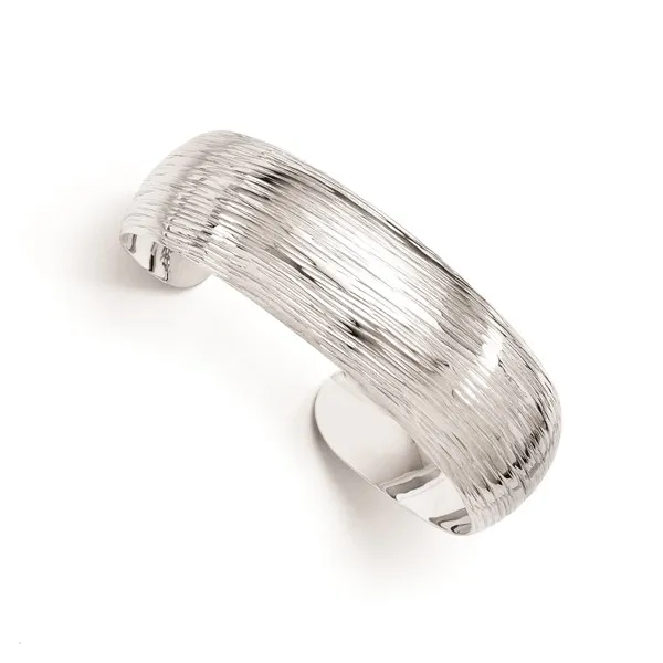 Sterling Silver Polished and Textured Slip-on Bangle Cuff Lake Saint Louis Jewelers Lake Saint Louis, MO