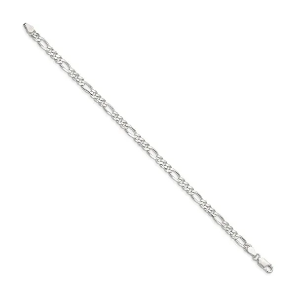 Sterling Silver Rhodium-plated 4.5mm Figaro Bracelet. Image 2 Lake Saint Louis Jewelers Lake Saint Louis, MO