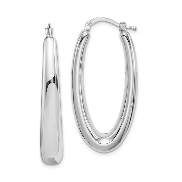 Sterling Silver Rhodium-plated Polished Hollow Oval Hoop Earrings Lake Saint Louis Jewelers Lake Saint Louis, MO
