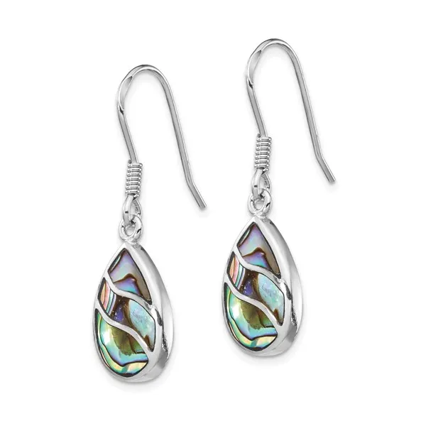 Sterling Silver Rhodium-plated Polished Abalone Teardrop Dangle Earrings Image 2 Lake Saint Louis Jewelers Lake Saint Louis, MO