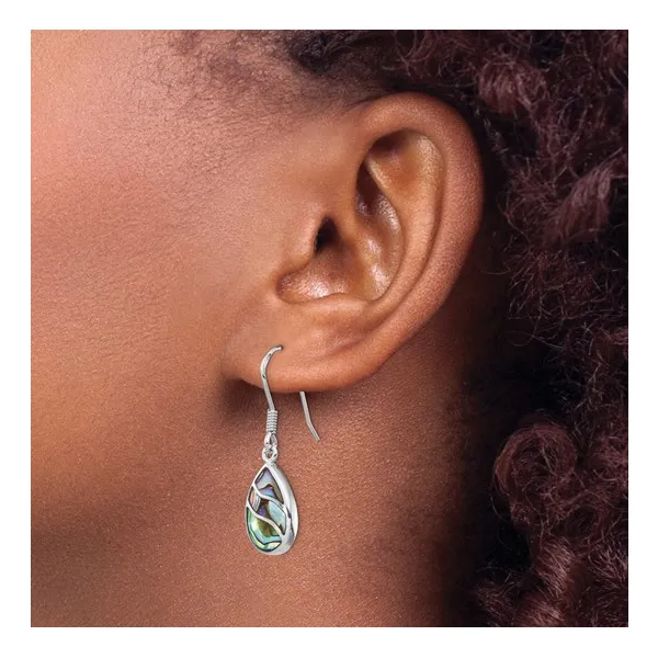 Sterling Silver Rhodium-plated Polished Abalone Teardrop Dangle Earrings Image 3 Lake Saint Louis Jewelers Lake Saint Louis, MO
