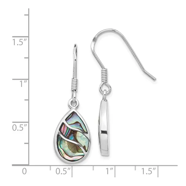 Sterling Silver Rhodium-plated Polished Abalone Teardrop Dangle Earrings Image 4 Lake Saint Louis Jewelers Lake Saint Louis, MO