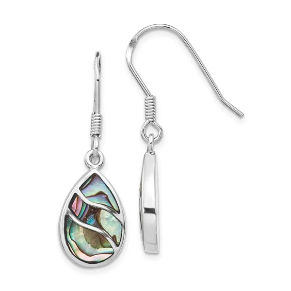 Sterling Silver Rhodium-plated Polished Abalone Teardrop Dangle Earrings Lake Saint Louis Jewelers Lake Saint Louis, MO