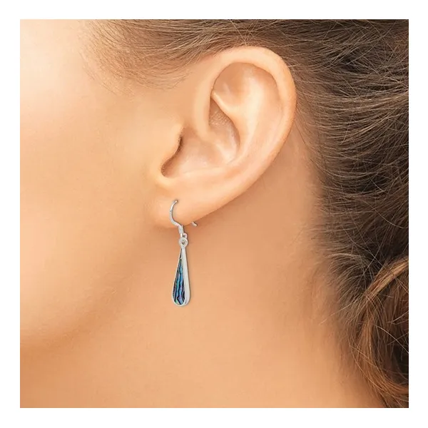 Sterling Silver Polished Abalone Teardrop Dangle Earrings Image 3 Lake Saint Louis Jewelers Lake Saint Louis, MO