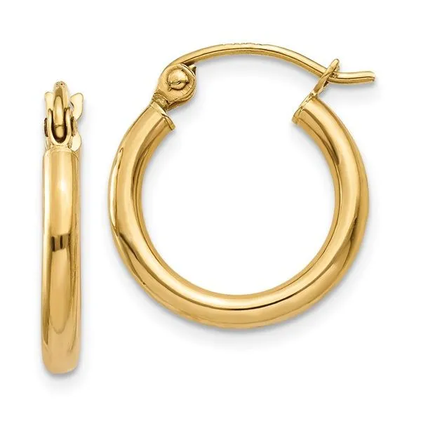 14K yellow gold polished tube hoop earrings Lake Saint Louis Jewelers Lake Saint Louis, MO