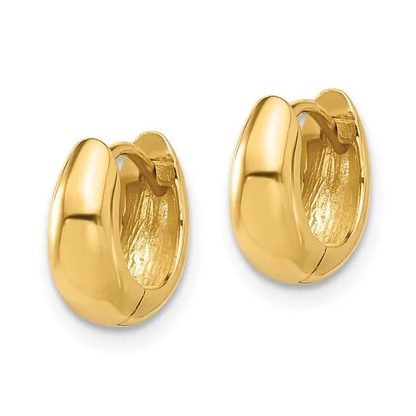 14K yellow gold polished hinged huggie hoop earrings Image 2 Lake Saint Louis Jewelers Lake Saint Louis, MO