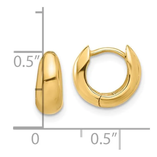 14K yellow gold polished hinged huggie hoop earrings Image 4 Lake Saint Louis Jewelers Lake Saint Louis, MO